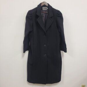 Vintage Spencer Douglas Womens Long Wool Overcoat Size 16W Black Career Formal